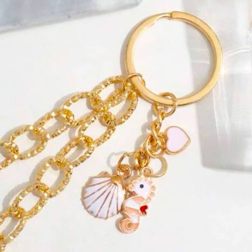 THE LAST ONE Sea Horse & Shell Charm Fashion Keychain For Key Decoration
